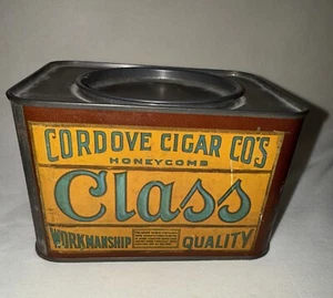 Lata de tabaco vintage Cordove Cigar Co's Honeycomb Class Perfectos con tapa  - Imagen 1 de 6