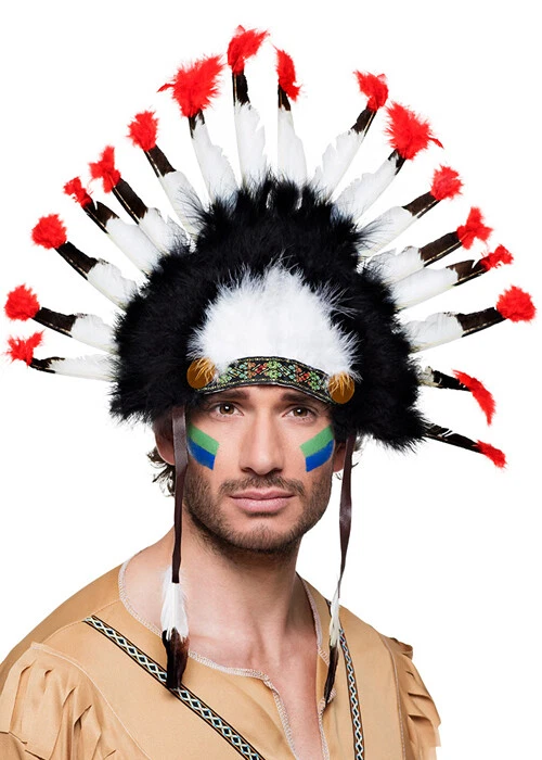 Adult Size Native American Indian Chief Feather Headpiece Western Fancy Dress - Image 1 of 1