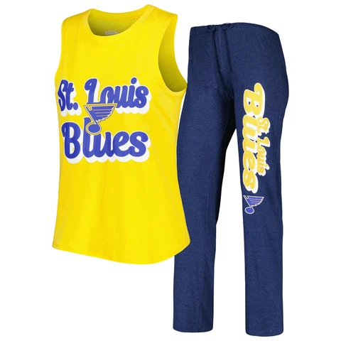 Women's Concepts Sport Gold/Navy St. Louis Blues Meter Muscle Tank Top & Pants Cover