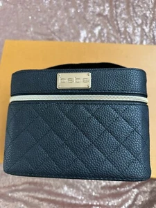 "Bebe" bag Makeup Cosmetic Bag Travel hard train case, Black Faux Leather - Picture 1 of 8