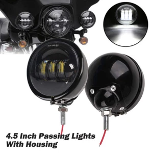 2pcs 4-1/2" 4.5 Inch Black LED Auxiliary Passing Fog Lights with Housing Bracket - Picture 1 of 12