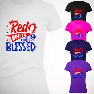 Cross Blesseds Women T-Shirt God Faith Christian Religious USA American Gift Tee - Picture 1 of 12