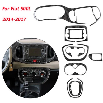 Carbon Fiber Interior Central Control Full Set Decor Trim Cover For Fiat 500L - Image 1 of 4