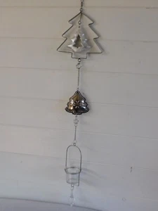 Metallkette Tanne mit Teelichthalter, edle Hängedekoration Silber ca. 100 cm - Bild 1 von 5