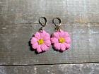 Hypoallergenuc gold colored lever back polymer clay spring flower earrings