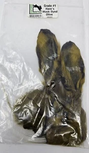 HARE'S MASK - Hareline Fly Tying Dyed Rabbit Fur Grade Dyed Olive - Picture 1 of 3