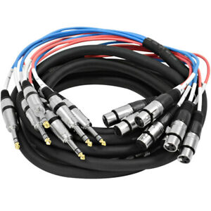 8 Channel 15' XLR Female to 1/4" TRS Audio Snake Cable