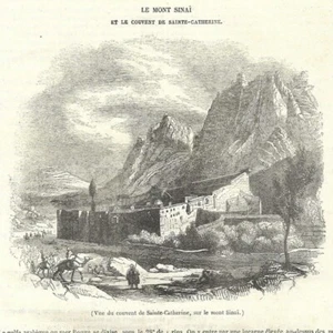 Le mont Sinaï - Vue du couvent de Sainte-Catherine - - Article de presse 1844 - Picture 1 of 2