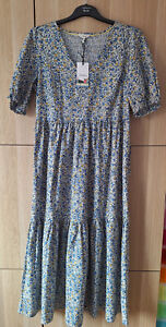 Joules Aura Blue & Yellow Ditsy Floral Midaxi Dress Size 16  BNWT