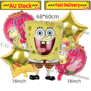 SpongeBob Foil Balloon Bouquet 5PCS Kids Birthday Decorations Party Supplies - Picture 1 of 1