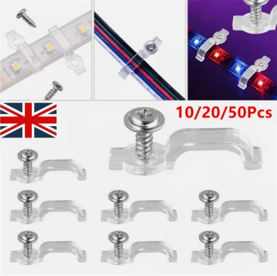 10/50Pcs Mounting Brackets Plastic Fixing Clips For 5050 LED Strip Light Parts - Image 1 of 4