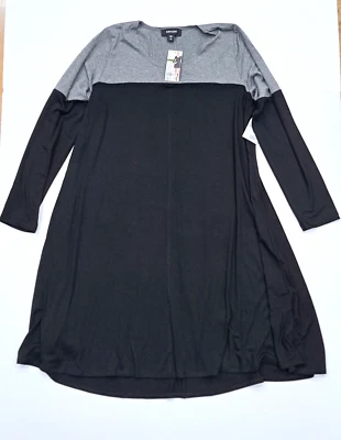 Karen Kane Dress 1X Black Gray Long Sleeve Color Block - Image 1 of 4