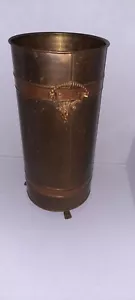 **PRICE DROP** Vintage EUROPEAN Brass And Copper Umbrella Stand From HOLLAND - Picture 1 of 6