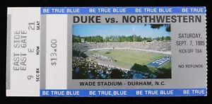 Boleto completo Duke vs. Northwestern Wade Stadium 1985 - Imagen 1 de 1