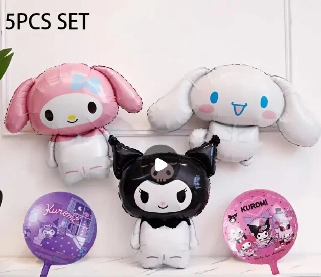 Juego de Globos Cumpleaños Hello Kitty 3 GIGANTES Cinnamoroll Kuromi Melody y 2 Pequeños Foto 1 de 1