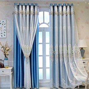 A Panel 2-Layer Window Curtain Sheer Embroidery Tulle 3D Floral Cloth Eyelet Top - Picture 1 of 19