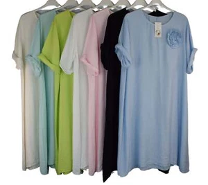 Ruffle Flower Detail Midi Dress Women's Summer Lightweight Dress A-line Dress. - Picture 1 of 16