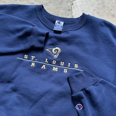 Sudadera Pullover Vintage Años 90 Campeón St Louis Rams Logo Bordado Para Hombres 2XL Foto 1 de 4