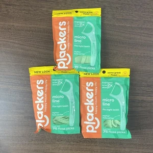 Plackers Micro Mint Dental Floss Tooth Picks Plastic Oral Teeth Flossers 3 Pack - Picture 1 of 3