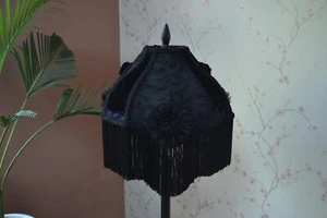 Gothic lotus black burn-out velvet hand-stitched table lampshade floor lampshade - Picture 1 of 10