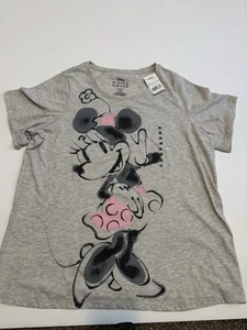 Disney Minnie Mouse T-Shirt NWT Plus Size 3XL Short Sleeve Gray Graphics - Picture 1 of 5