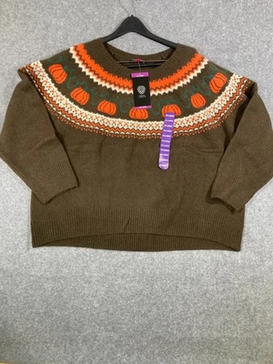 Suéter Vince Camuto Halloween Mujer 2XL Marrón Fair Isle Cuello Redondo Nuevo con Etiquetas Foto 1 de 4