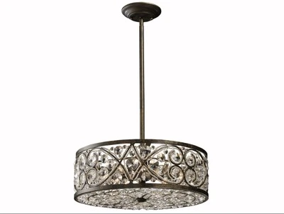 Elk Home Amherst 6-Light Antique Bronze Crystal Drum Pendant Chandelier BrandNew - Image 1 of 3
