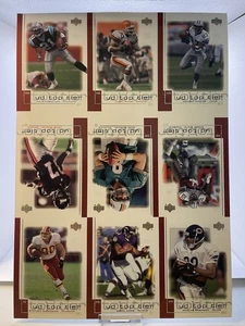 Hoja de tarjeta de fútbol americano 2001 UD de nivel superior sin cortar Smith/McNown/Biakabutuka y otros - Imagen 1 de 2
