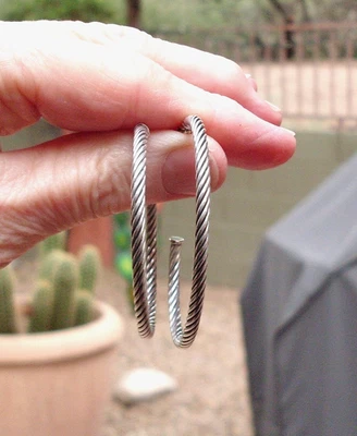 Current Item - David Yurman Cable Hoop Earrings - 2 Inches - DY Backs - 14K/925 - Image 1 of 4