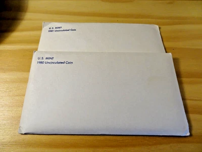 1980 and 1981 P+D Uncirculated Coin Set U.S Mint Original Government Envelopes - Image 1 of 4