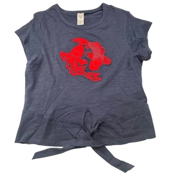 Camiseta Free people Mujer Talla Pequeña Azul Algodón We the free fish Tie Top Tee Foto 1 de 4