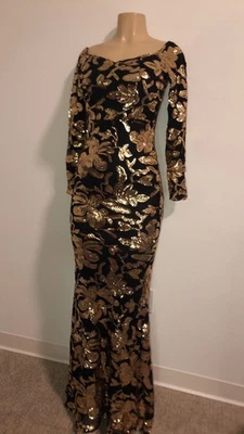 Mosy Black & gold Gala Glamour Floral ￼Sparkling Design￼/ Mermaid tale ￼￼Dress - Image 1 of 4