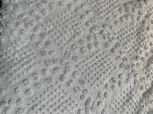 Vintage White Flower Pops Chenille Bedspread FABRIC~ 18 X 30” - Picture 1 of 2