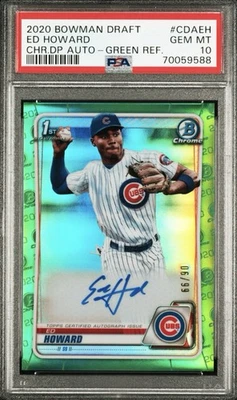 2020 Bowman Draft Ed Howard Green Refractor Auto #CDAEH /99 (RC) - PSA 10 Gem - Image 1 of 2