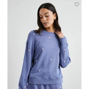 Rails Ramona Pink Periwinkle Hearts Embroidered Crewneck Sweatshirt NWT Sz M - Picture 1 of 5