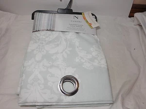 New N Natori Grommet Cotton Window Panels 2(42x84) CENTER DAMASK ~ Blue & White - Picture 1 of 5