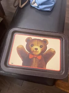 Bristol Ware Teddy Bear Tin Tray Made in USA 1983 Chein Industries Set Of 4 - Picture 1 of 5