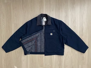 NWT VTG Carhartt Jacket Men 54/3XL Detroit J01 DNY ‘Dark Navy’ Blanket Lined USA - Picture 1 of 13