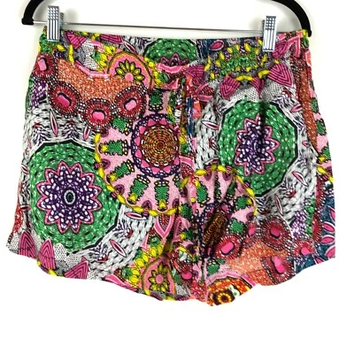 Pantalones Cortos Coline Mujer Talla Grande Multicolor Rojo Rosa Medallón Cordón Informal Foto 1 de 4