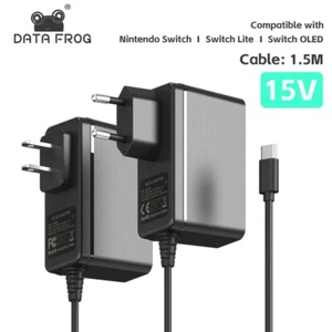 DATA FROG EUUS Plug AC Adapter Charger For Nintendo Switch OLED Travel Home - Afbeelding 1 van 6