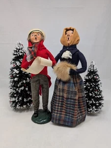 Vintage Group 2 13" Carolers & 2 Trees Bumpy Base Byers Choice Ltd 1982 - Picture 1 of 23