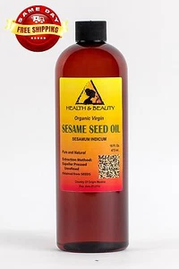 SESAME OIL UNREFINED ORGANIC CARRIER EXPELLER PRESSED VIRGIN PURE RAW 16 OZ - Picture 1 of 12
