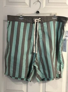 NWT! Modern Amusement Mens Shorts Size 38 Grey Green Striped Board Shorts - Picture 1 of 10