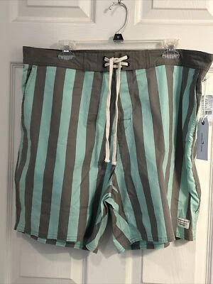 ¡NUEVO CON ETIQUETAS! Pantalones cortos modernos de diversión para hombre talla 38 gris verde a rayas Foto 1 de 4