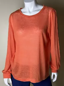 $95 Donna Karan LONG SLEEVE LINEN TOP TERRACOTA Size M. (B.67) - Picture 1 of 5