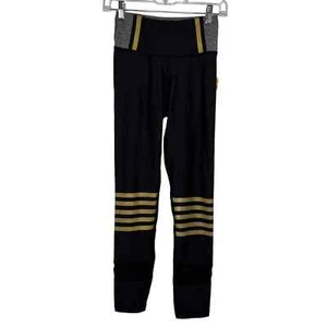C&C California NWT Women's Black and Yellow Striped Sheer Detail Leggings Size S - Picture 1 of 8