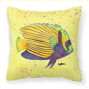 Carolines Treasures 8528PW1414 Yellow Fish on Yellow Fabric Decorative Pillow... - Picture 1 of 1