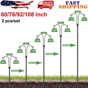 Double Shepherds Hooks for Outdoor Heavy Duty Two Sided Garden Pole - Picture 1 of 25