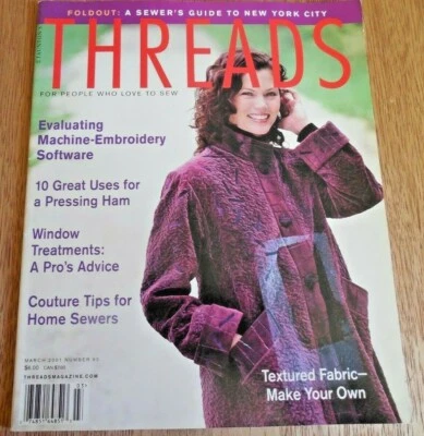 THREADS Magazine March 2001: Using a Pressing Ham*Window Treatments*Couture*MORE - Image 1 of 4