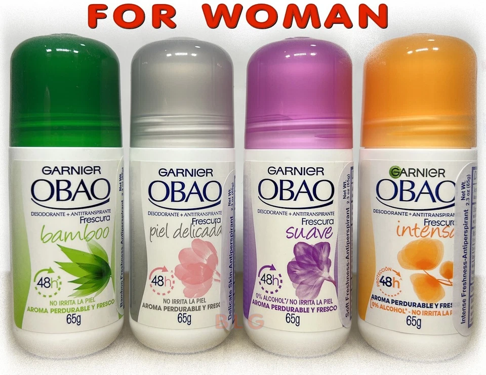 Garnier OBAO Desodorante Antitranspirante Fragante Roll On Olor Mujer Paquete de 4 Foto 1 de 1